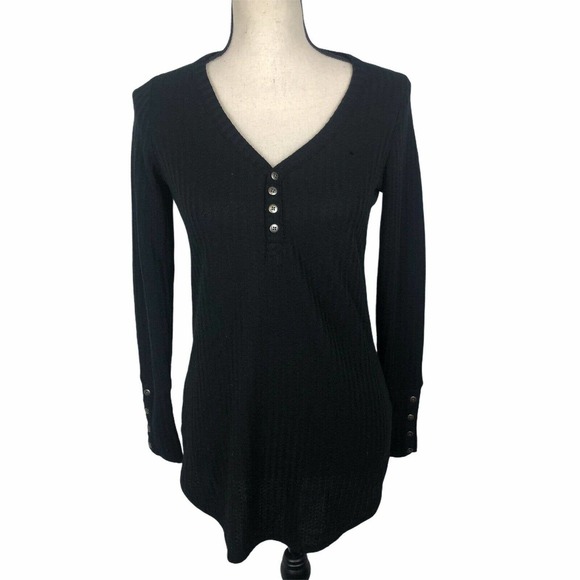 Chaser Waffle Knit Henley Thermal Top L - Picture 2 of 8